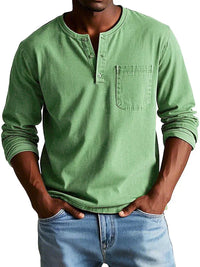 Erick – Chemise Henley décontractée à manches longues pour hommes