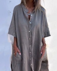 Women's Casual Elegant Loose Midi Shirt Dress - Lightweight, Breathable and Comfortable Summer Outfit