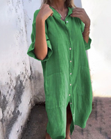 Women's Casual Elegant Loose Midi Shirt Dress - Lightweight, Breathable and Comfortable Summer Outfit