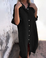 Women's Casual Elegant Loose Midi Shirt Dress - Lightweight, Breathable and Comfortable Summer Outfit