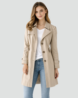 Women's Slim Fit Lightweight Trench Coat with Classic Lapel Collar