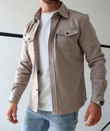 Veste-chemise décontractée pour homme avec fermeture à boutons et poches poitrine