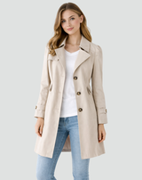 Women's Slim Fit Lightweight Trench Coat with Classic Lapel Collar
