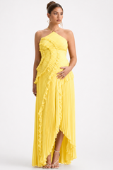 Graviditetskjole - Lavendel plisseret halterneck maxi-kjole til babyshower