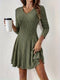 Élégante Robe Côtelée Décolleté en V Ligne A Manches Longues Pour Femme | Parfaite Pour l'Automne et Toute Occasion