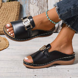 Ameliora – Sandale plate slip-on cu cataramă pentru femei