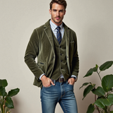 Men's Premium Classic Tailored Vintage Blazer and Vest Set