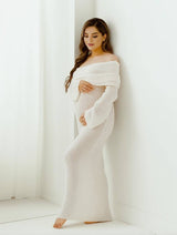 Maternity Dress Regular Fit Off-shoulder Long Sleeves