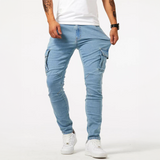 Men's Stretch Cargo Jeans – Casual Slim Fit Denim Pants