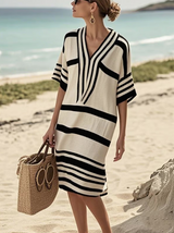 Virelle – Women Bohemian V Neck Relaxed Fit Dress