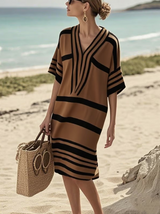 Virelle – Women Bohemian V Neck Relaxed Fit Dress