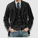 Men's Premium Classic Tailored Vintage Blazer and Vest Set