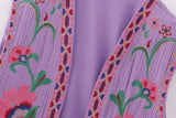 Boho-Style Floral Embroidered Vest with Open Front