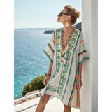 Kvinders Broderede Boheme Kaftankjole - Elegant og Flydende Sommerkjole