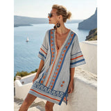 Kvinders Broderede Boheme Kaftankjole - Elegant og Flydende Sommerkjole
