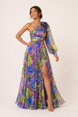 Women's Floral Maxi Dress with Side Split