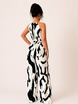Elegant bredbenet halter-jumpsuit til kvinder