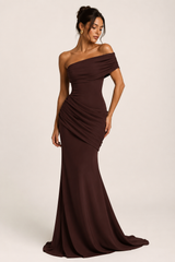 Robe longue femme épaules dénudées avec coupe élégante et festive - Aurelia