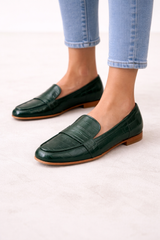Mocassins plats pour femmes avec effet cuir gravé
