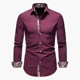 Men's slim fit shirt with patterned collar and cuffs