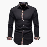 Men's slim fit shirt with patterned collar and cuffs