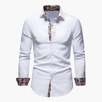 Men's slim fit shirt with patterned collar and cuffs