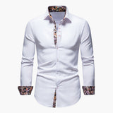 Men's slim fit shirt with patterned collar and cuffs