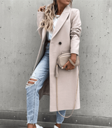 Manteau long avec boutons et poches pour femmes