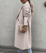 Manteau long avec boutons et poches pour femmes