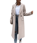 Manteau long avec boutons et poches pour femmes