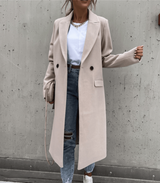 Manteau long avec boutons et poches pour femmes