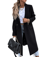 Manteau long avec boutons et poches pour femmes