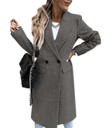 Manteau long avec boutons et poches pour femmes