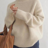 Celviera - Maglione oversize da donna a collo alto in cashmere