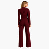 Women's wrap jumpsuit with defined waist
