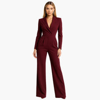 Women's wrap jumpsuit with defined waist