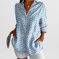 Women's Blouse with Tropical Floral Pattern and Loose Fit