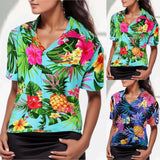 Solvierra - Chemise d’été pour femme à imprimé feuillage