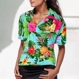 Solvierra - Chemise d’été pour femme à imprimé feuillage