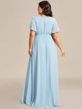 V-Neck Flutter Sleeve Floor-Length A-Line Chiffon Evening Dress #color_Sky Blue