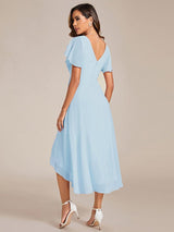 Chic V Neck High-Low Wedding Guest Dress #color_Sky Blue