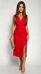Robe midi élégante de soirée pour femme avec fente