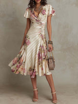 Rochie vintage cu imprimeu floral pentru invitați la nuntă