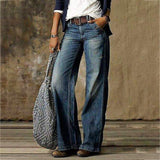 Jeans Donna - Pantaloni Denim a Vita Alta e Gamba Larga