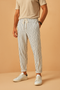 Pantalón de lino a rayas para hombre, corte relajado de verano