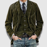 Men's Premium Classic Tailored Vintage Blazer and Vest Set