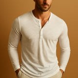 Men's Henley Long Sleeve Shirt Casual Button Top Comfort