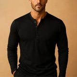 Men's Henley Long Sleeve Shirt Casual Button Top Comfort