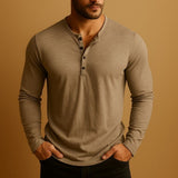 Men's Henley Long Sleeve Shirt Casual Button Top Comfort