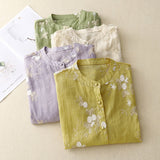 Blusa da donna con ricamo floreale e vestibilità ampia